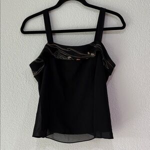 Y2K Chic Black Women's Camisole with Patterned Detail Vintage